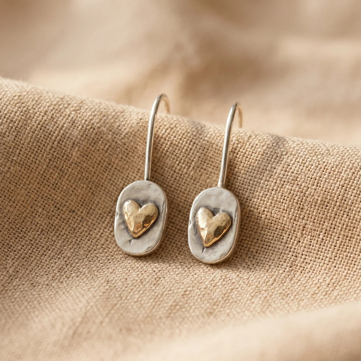 Priya | Vintage Silver Golden Heart Earrings