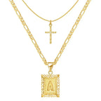 Calliope | Gold Cross Initial Necklace Set