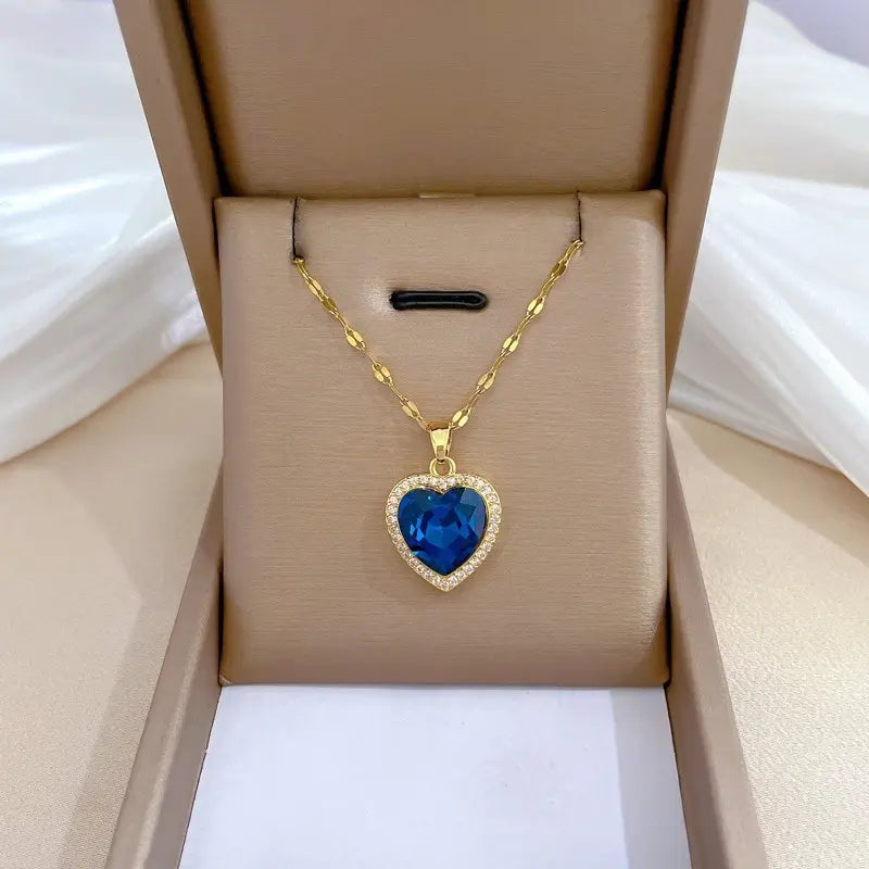 Margot | Gold Sapphire Heart Necklace