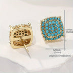 Dahlia | Elegant Square Synthetic Turquoise Earrings
