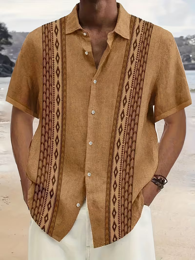 Zildian | Vintage Geometric Pattern Button Shirts