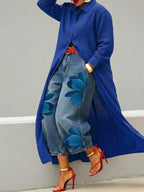 Mallory |  Stylish Shirt Dress and Floral Jeans Set