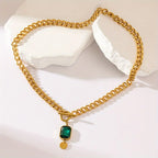 Solange | Gold Emerald Chain Necklace
