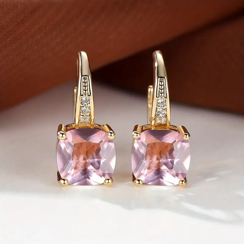 Inès | Gold Stone Hoop Earrings