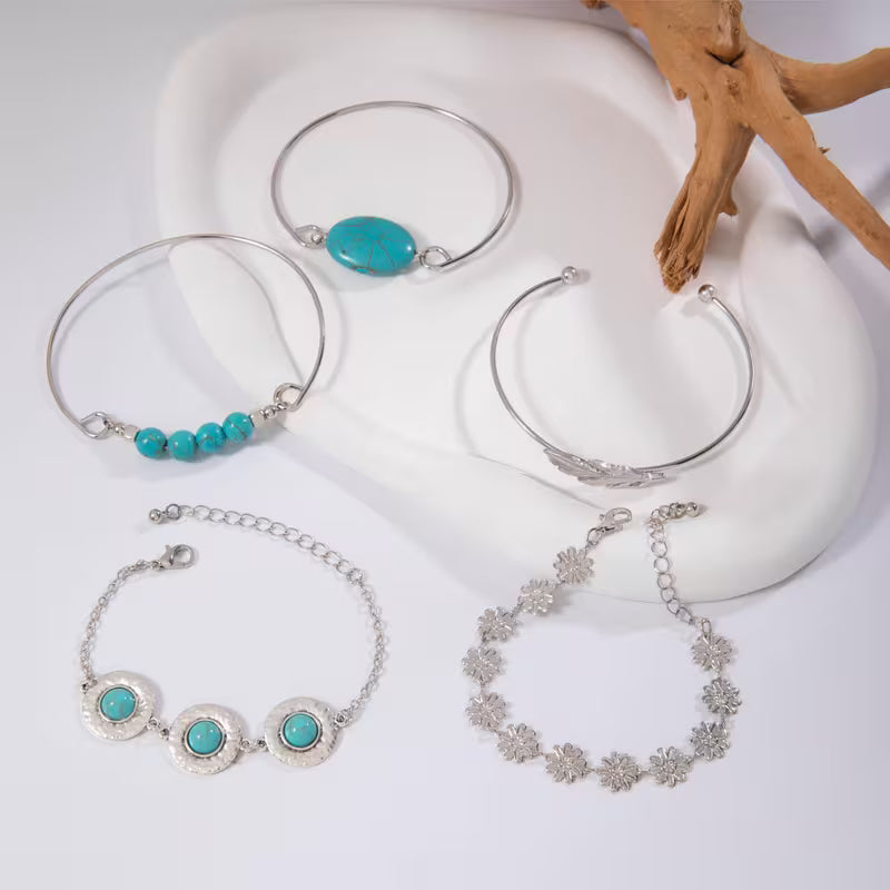 5-Piece Vintage Boho Bracelet Set