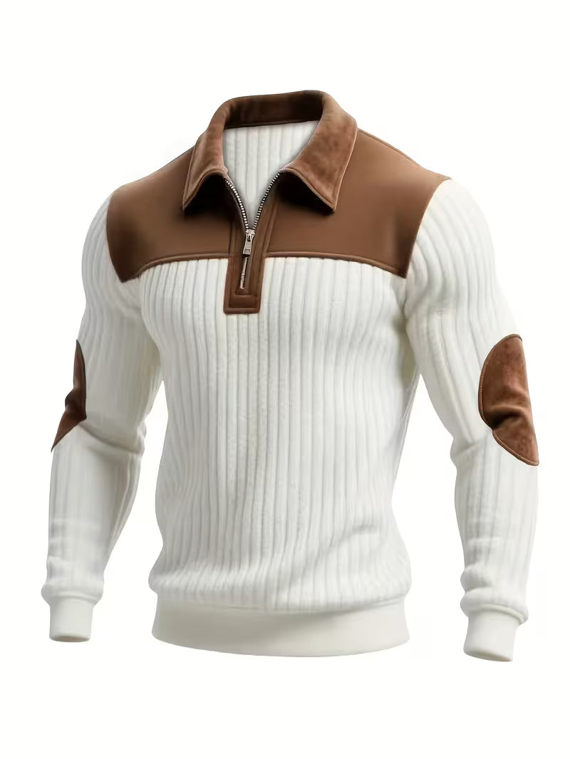 Ashton | Classic Color-Block Collar Zip Sweater