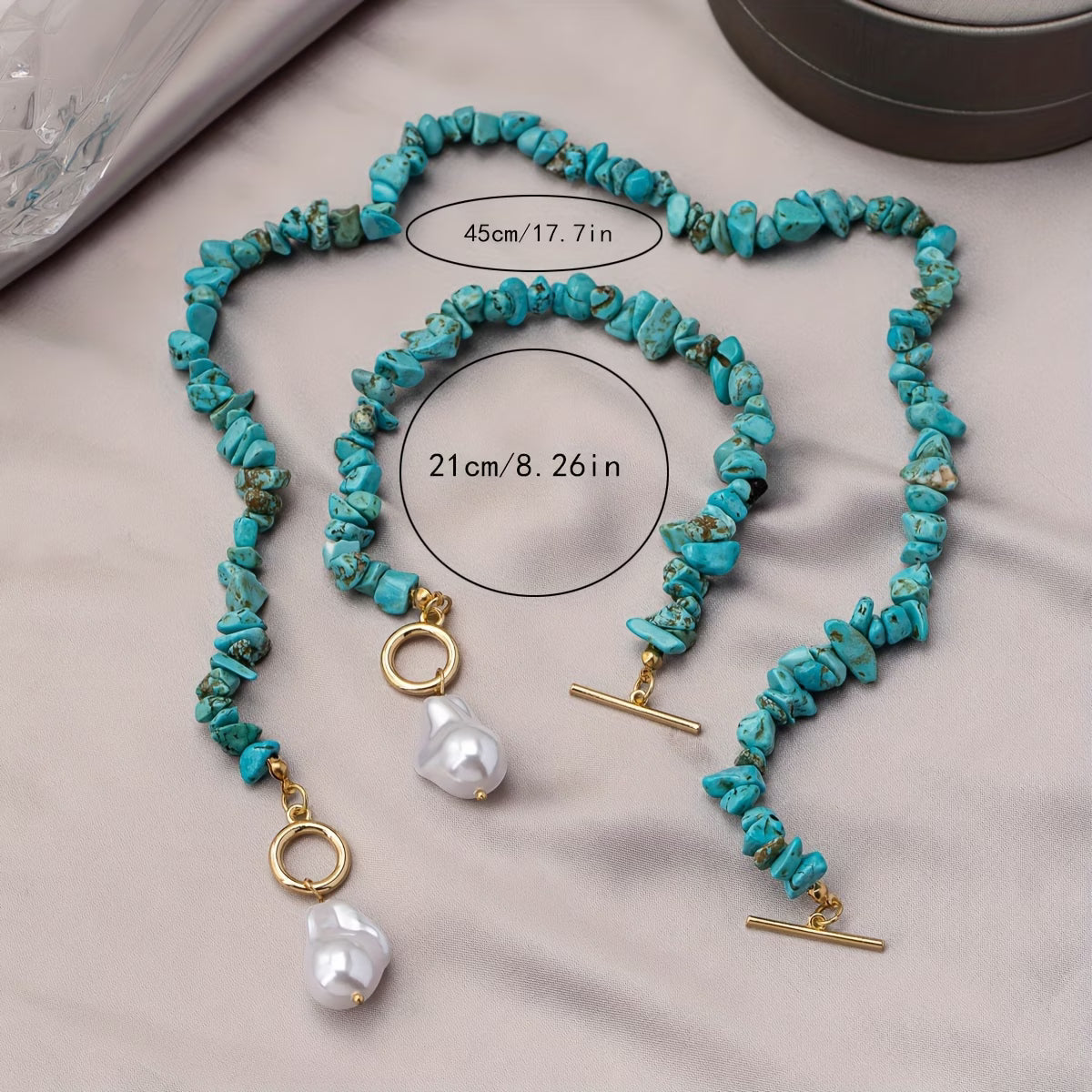 Katarina | Turquoise & Pearl Necklace Bracelet Set