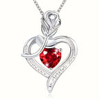 Bonnie | Silver Ruby Heart Pendant Necklace