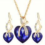 Rebecca | Sapphire Heart Necklace & Earrings Set