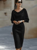 Liora | Elegant Draped Batwing Midi Dress