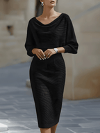 Liora | Elegant Draped Batwing Midi Dress