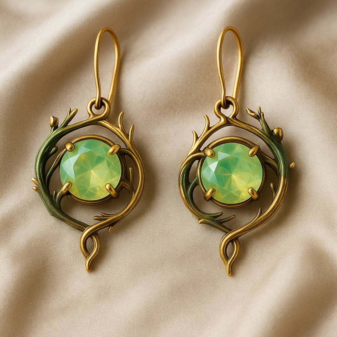 Green Opal Natural Earrings