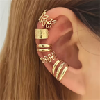 5-piece vintage gold earring set
