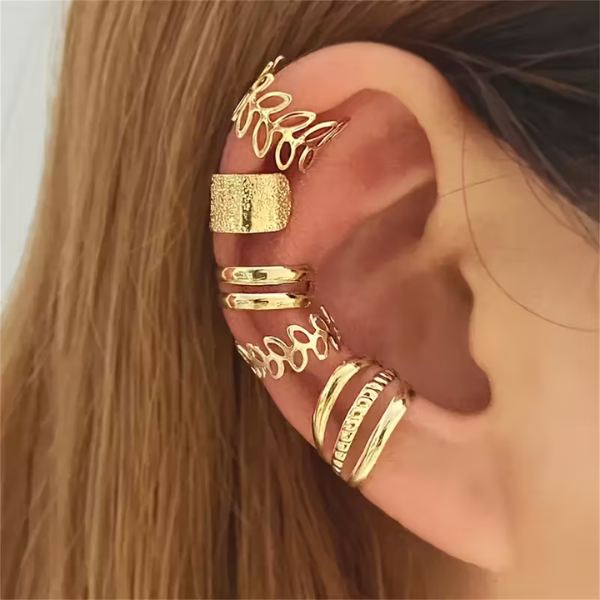 5-piece vintage gold earring set