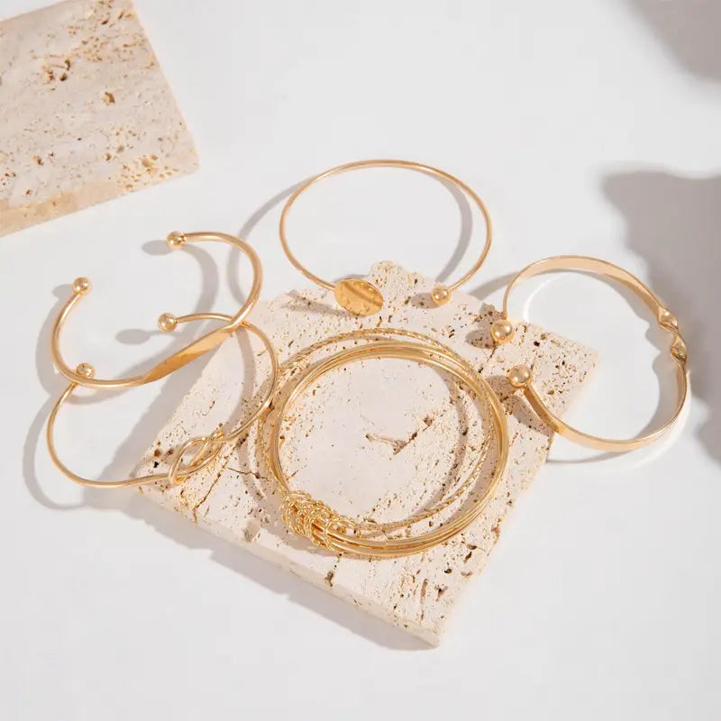 Elegance Bracelet Set with Knot | Gold