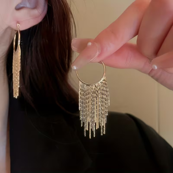 Elegant Tassel and Glitter Chain Earrings