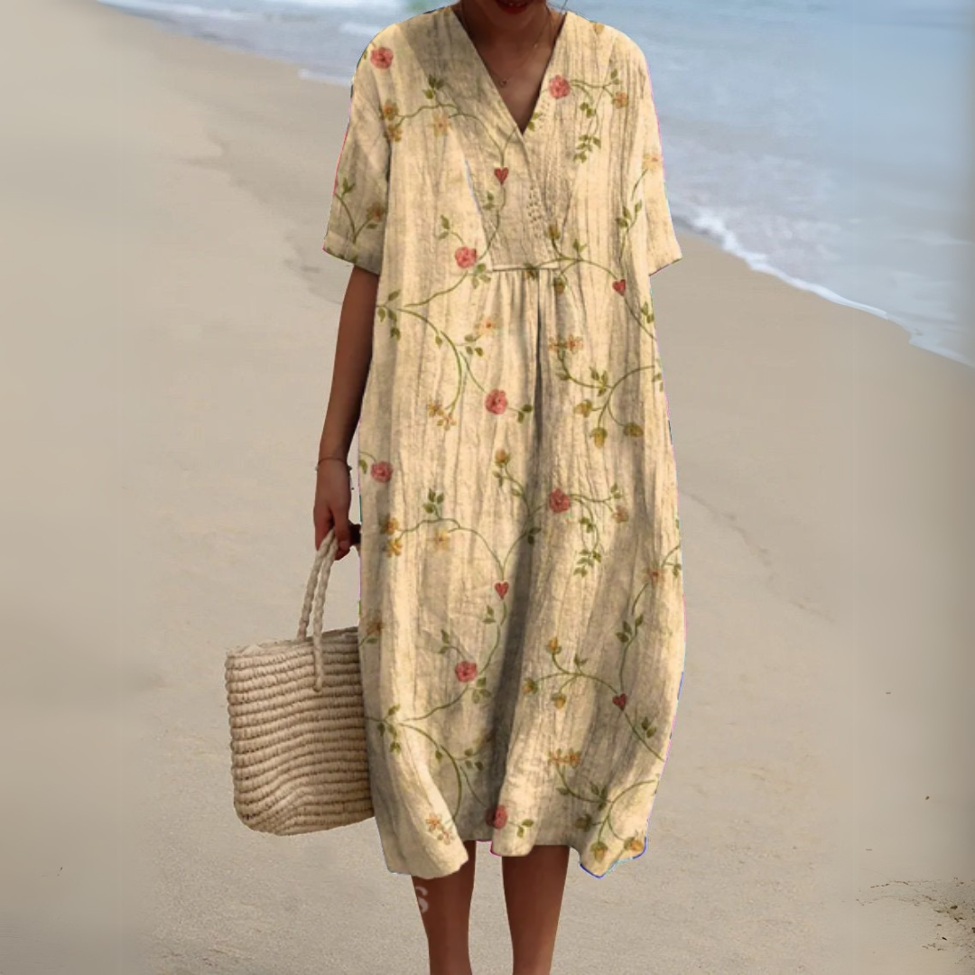 Nathalie | Stylish Multicolour V-Neck Dress