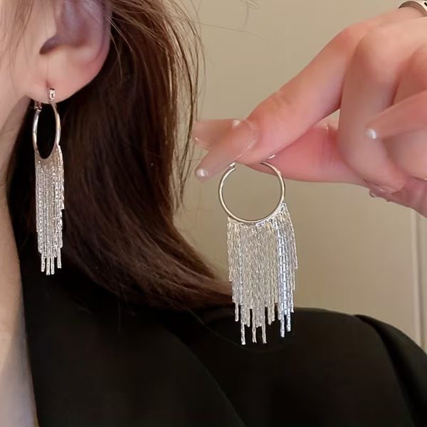 Elegant Tassel and Glitter Chain Earrings