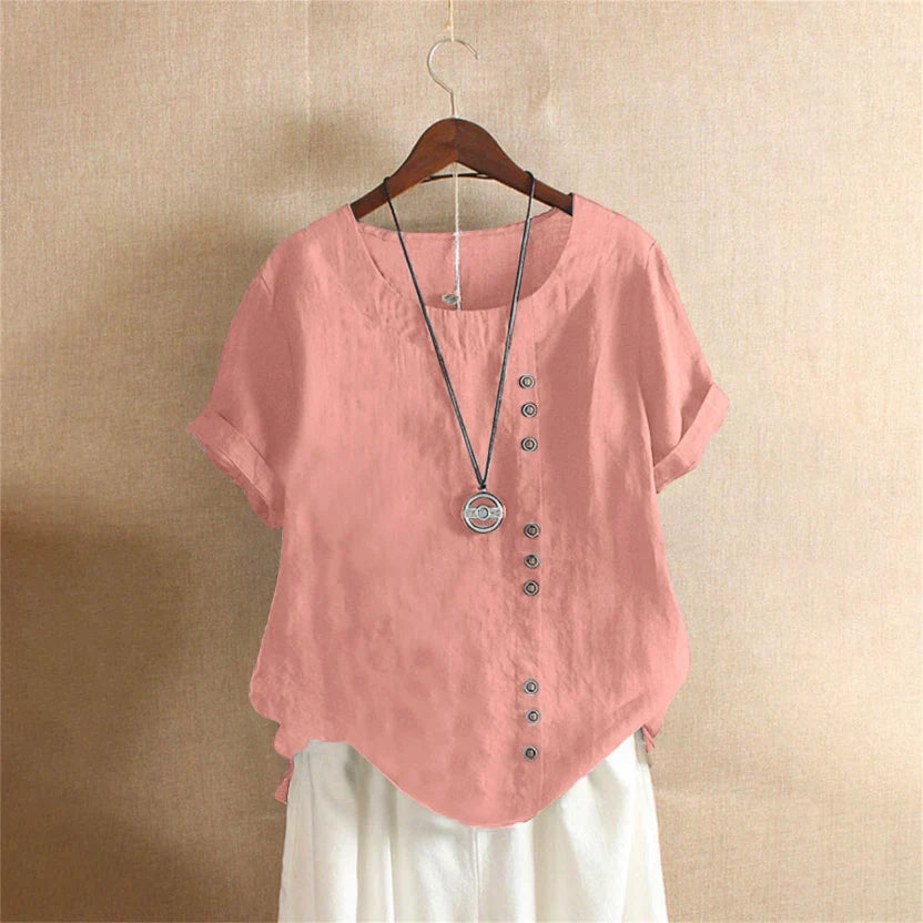 Adeline | Short Sleeve Round Neck Blouse