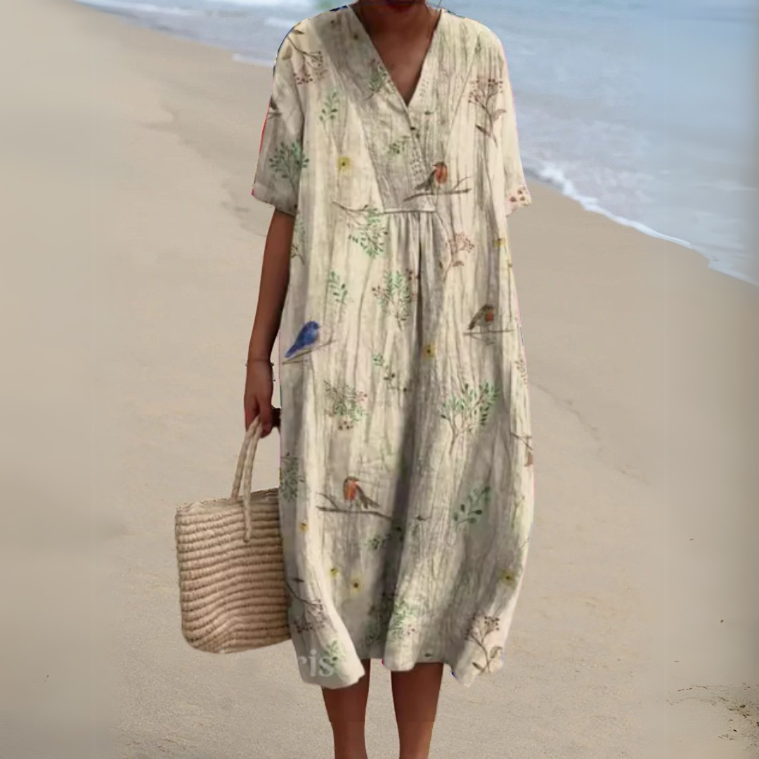 Nathalie | Stylish Multicolour V-Neck Dress