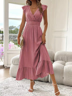 Marcella | Elegant Sleeveless V-Neck Ruffled Dress