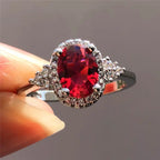 Esme | Silver Ruby Halo Ring