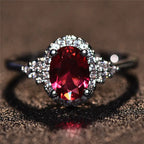 Esme | Silver Ruby Halo Ring