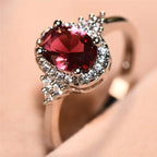 Esme | Silver Ruby Halo Ring
