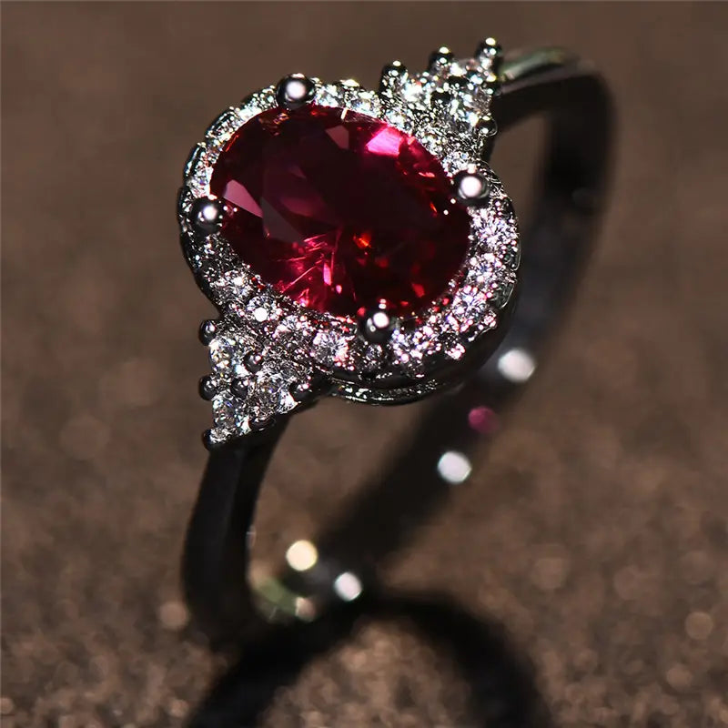 Esme | Silver Ruby Halo Ring