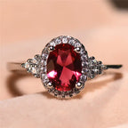 Esme | Silver Ruby Halo Ring