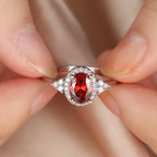Esme | Silver Ruby Halo Ring