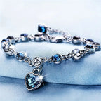 Sadie | Silver Sapphire Heart Chain Bracelet