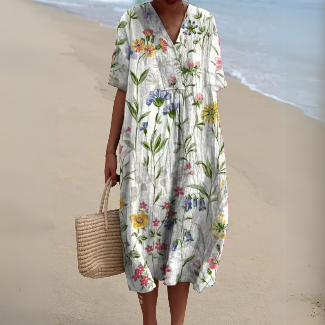 Nathalie | Stylish Multicolour V-Neck Dress