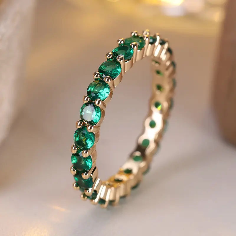 Cassia | Gold Emerald Eternity Ring
