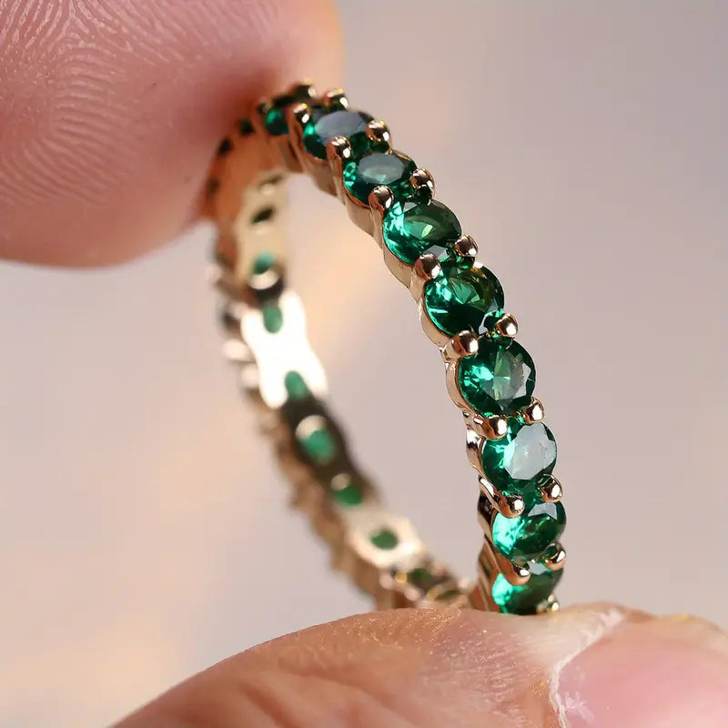 Cassia | Gold Emerald Eternity Ring