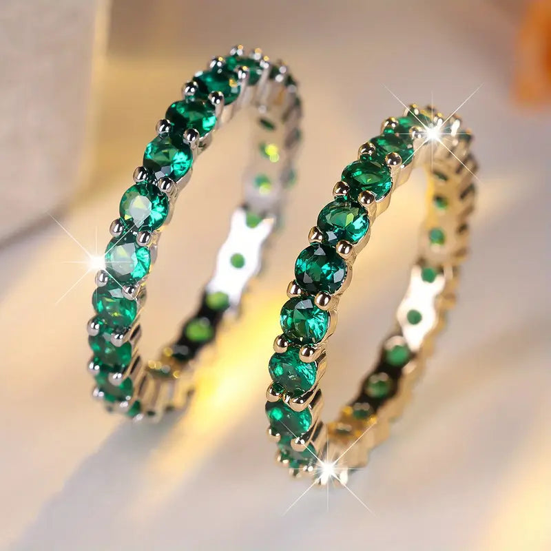 Cassia | Gold Emerald Eternity Ring