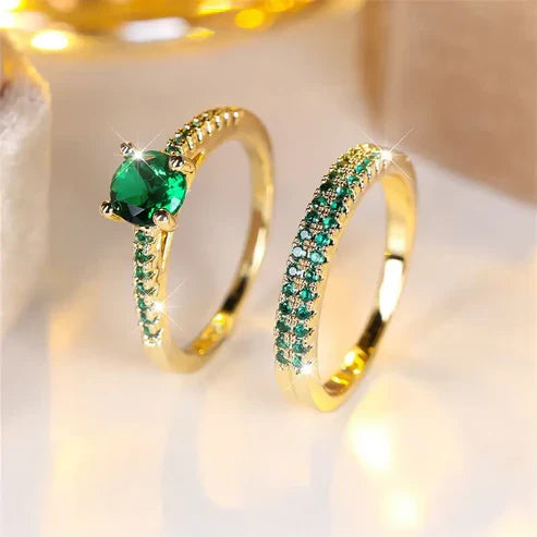 Yara | Emerald Duo Ring Set