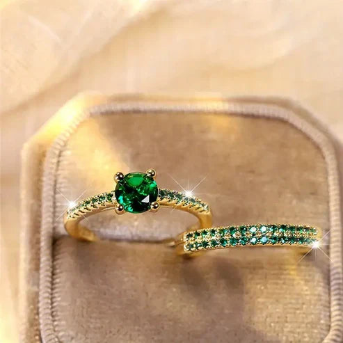 Yara | Emerald Duo Ring Set