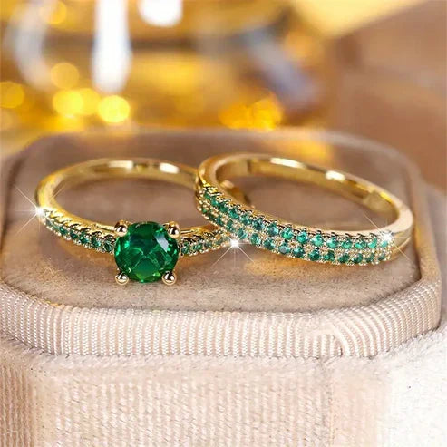 Yara | Emerald Duo Ring Set