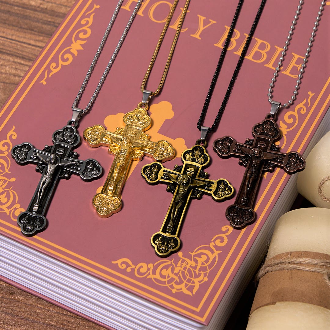Christianartworkshop Classic Style Multicolor Craft Alloy Crucifix Faith Pendant Necklace