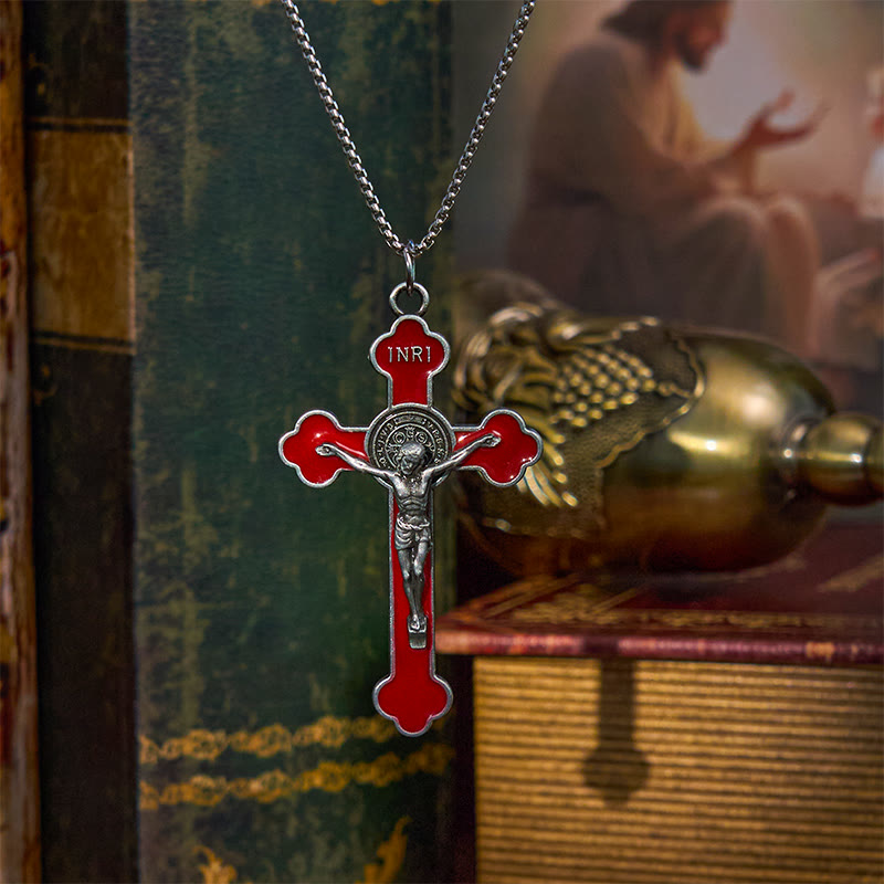 Christianartworkshop Multicolor Retro Style Classical Crucifix Faith Protection Pendant Necklace
