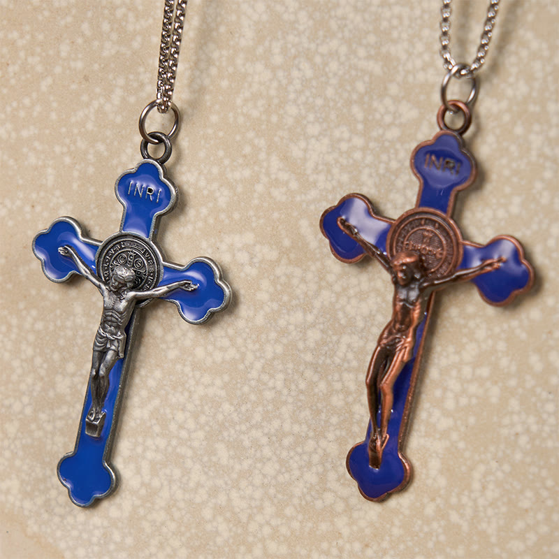 Christianartworkshop Multicolor Retro Style Classical Crucifix Faith Protection Pendant Necklace