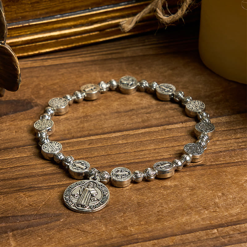 Christianartworkshop St. Benedict Crucifix Rose Bracelet: Timeless Christian Accessory for Daily Faith Expression