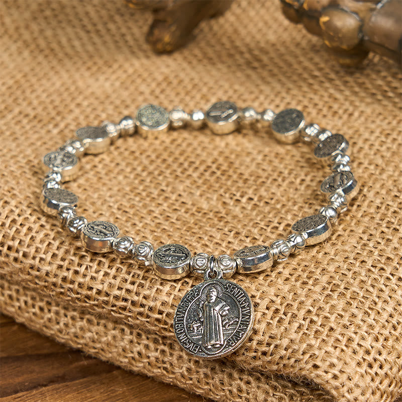 Christianartworkshop St. Benedict Crucifix Rose Bracelet: Timeless Christian Accessory for Daily Faith Expression
