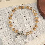 Christianartworkshop Modern Clear Crystal Stretch Braceletwith Crucifix & Miraculous Medal: Contemporary Faith Statement