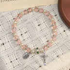 Christianartworkshop Modern Clear Crystal Stretch Braceletwith Crucifix & Miraculous Medal: Contemporary Faith Statement