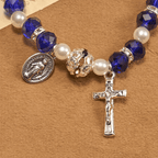 Christianartworkshop Modern Clear Crystal Stretch Braceletwith Crucifix & Miraculous Medal: Contemporary Faith Statement