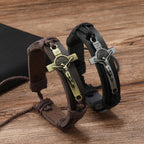 Veronique | Crucifix Leather Bracelet
