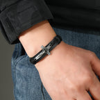 Veronique | Crucifix Leather Bracelet
