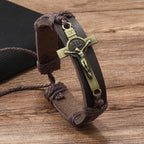 Veronique | Crucifix Leather Bracelet